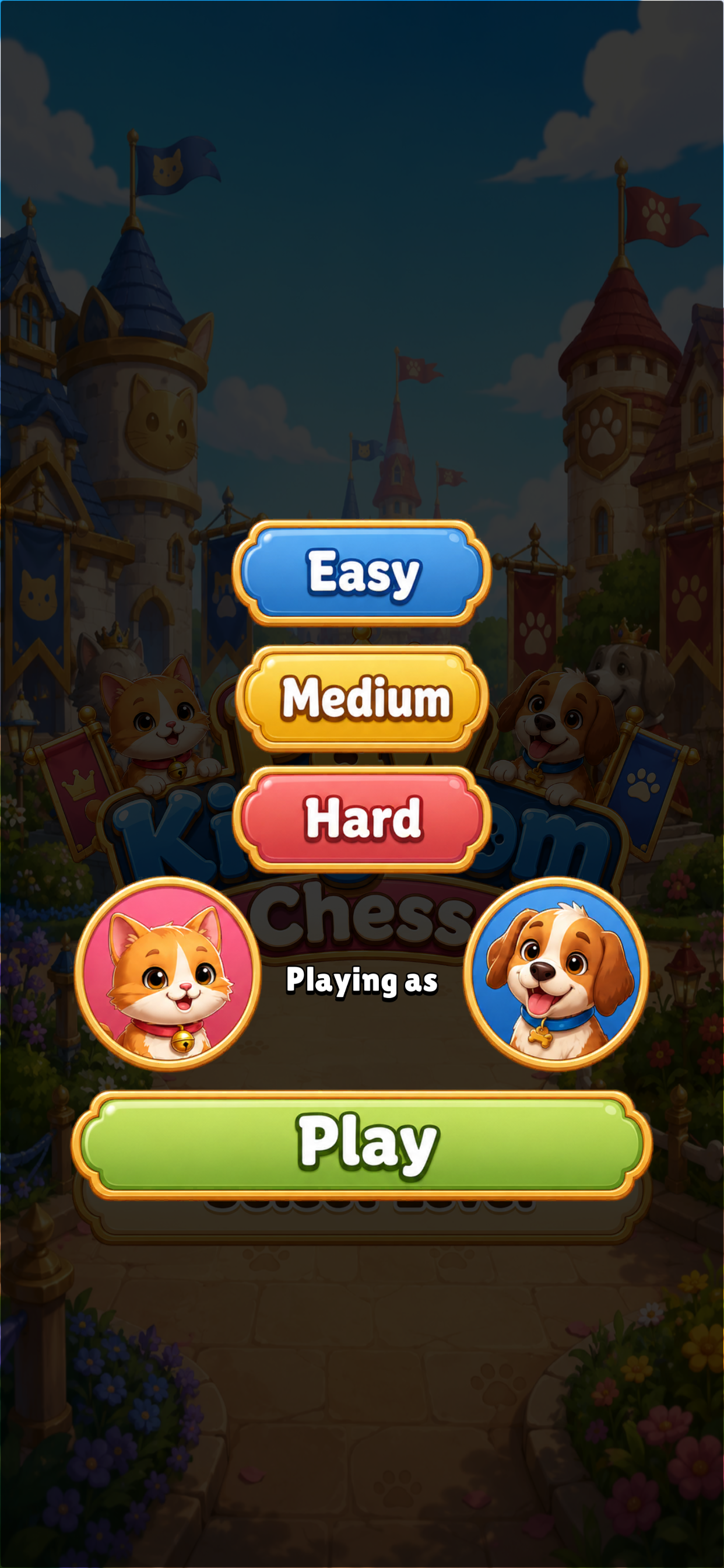 Difficulty and side selection screen