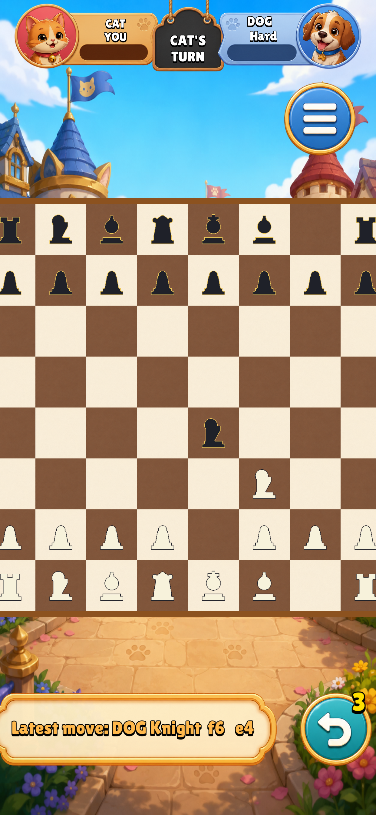 Chess board with latest move indicator